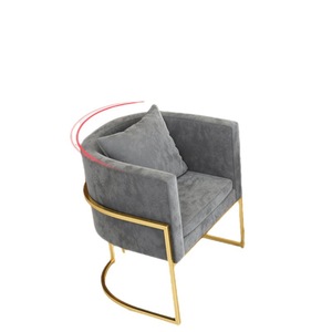 Sillón Moderno con Detalles Azules, Tapizado, de un Solo Asiento, con Estructura Metálica, Mueble de Salón para Sala de Estar - Product Image 4
