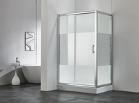 Kit de cabine de douche d'angle, verre trempé givré de 8 mm, panneaux de verre imprimés en soie de sécurité