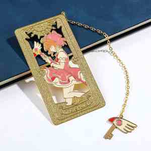 Marcapáginas metálico hueco transfronterizo de anime <span class=keywords><strong>Cardcaptor</strong></span> <span class=keywords><strong>Sakura</strong></span> con colgante metálico para estudiantes y material escolar - Product Image 3