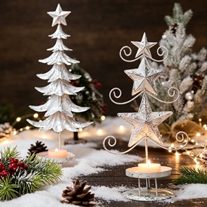 Bestselling Star Tree <b>Candle</b> Holder Set Glittering Metal Tiered Star Design Metal Scrollwork <b>Xmas</b> Table Prop - Product Image 2