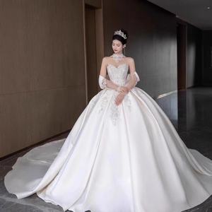 Nuevo Vestido <span class=keywords><strong>de</strong></span> Novia <span class=keywords><strong>de</strong></span> Satén 2025 <span class=keywords><strong>de</strong></span> Alta Calidad Estilo Retro Francés con Top <span class=keywords><strong>de</strong></span> Tubo y Decoración <span class=keywords><strong>de</strong></span> Encaje Gasa Ligera <span class=keywords><strong>para</strong></span> Salir - Product Image 3