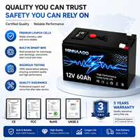 Baterai Lithium LiFePO4 12V 60Ah Siklus Dalam Isi Ulang untuk RV, Solar, Kapal, Golf Cart, dan Sistem Off Grid