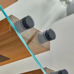 Desain baru pagar kaca perangkat keras kaca ganda standoff balustrade tangga grill desain dekorasi pegangan tangan kayu