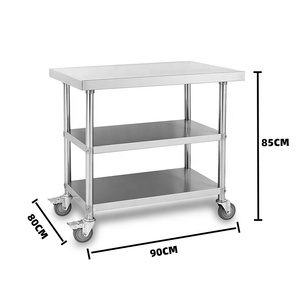 Thương mại Heavy Duty 201 thép 304 bàn làm việc với <span class=keywords><strong>3</strong></span> lớp thép không gỉ nhà bếp bàn làm việc bàn làm việc băng ghế dự bị bảng - Product Image 4