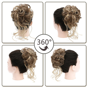 Chignon Bouclé Élastique Effet Coiffé-Décoiffé pour Femme, Extensions de Cheveux Synthétiques avec Bande Élastique et Attache Queue de Cheval - Product Image 4