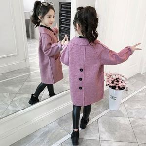 Nouvelle mode, vêtements formels élégants pour enfants, manteau en laine à col à revers, à simple boutonnage, avec poches, pour fille, automne et hiver - Product Image 5