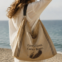 Sac fourre-tout grande capacité en jute, sac à bandoulière souple, motif ethnique vintage, sac recyclé pour voyage d'affaires