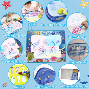 益智玩具彩色海洋水涂鸦垫绘水垫魔术画笔大尺寸儿童水帆布玩具 - Product Image 6