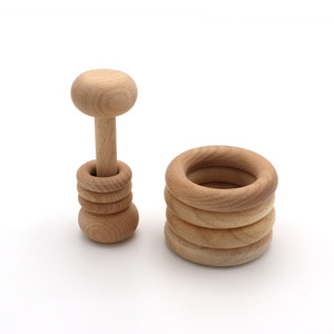 <span class=keywords><strong>Hochet</strong></span> en bois de hêtre pour bébé, jouet doux pour nouveau-nés, pour la dentition, effet apaisant et calmant - Product Image 6