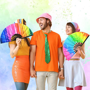 พัดไม้ไผ่เรืองแสง UV ขนาดใหญ่ พับได้ พกพาสะดวก สำหรับงานปาร์ตี้ งานเทศกาลฤดูร้อน ของขวัญ ของที่ระลึก  จัดส่งในวันเดียวกัน - Product Image 4