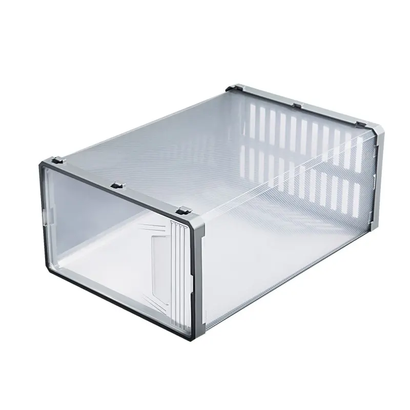 Caja de Plástico para Almacenamiento de Zapatos, Cajón Japonés, Plegable, Transparente, a Prueba de Polvo y Humedad, Tapa Abatible