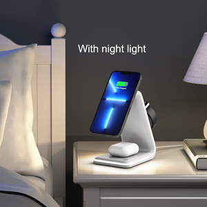 Cargador inalámbrico rápido magnético 3 en 1 de 15W para iPhone 15 14 12 13 <span class=keywords><strong>Pro</strong></span> Watch 7 <span class=keywords><strong>6</strong></span> <span class=keywords><strong>Airpods</strong></span> Dock Station 2025 - Product Image 3