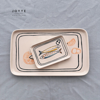 JOYYE en stock 8 pouces 10 pouces océan Sardine vaisselle assiettes à dîner ensemble peinture à la main poisson bleu et blanc assiettes rondes en céramique