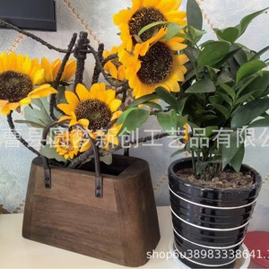 Cross-border wooden planter <b>basket</b>, home use, simple retro <b>flower</b> planting <b>basket</b>, creative wooden planter <b>basket</b> - Product Image 3