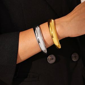 Custom Luxury Non Tarnish 14k 18k Gold Plated 316l <b>Stainless</b> <b>Steel</b> Bracelet Cuff <b>Bangle</b> for Women - Product Image 1