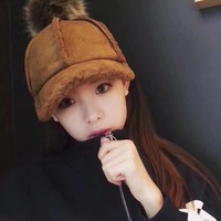 Casquette de baseball tendance automne-hiver 2026, chaude et épaisse en peluche avec pompons