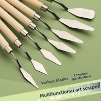 Couteau à palette Source Spot 7-Log avec manche en bois, outil d'art essentiel pour la peinture à l'huile, le modelage de l'argile, grattoir en acier, fournitures d'art