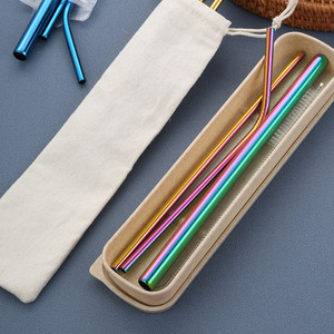 Vente en gros de pailles Boba réutilisables en acier inoxydable, LOGO personnalisé, étui de protection en métal avec paille pour <span class=keywords><strong>bar</strong></span>, vin, voyage et <span class=keywords><strong>boisson</strong></span> - Product Image 4
