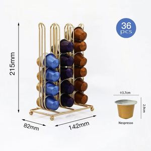 Support de rangement en métal doré pour 36 capsules de café, grande capacité, pour dosettes et paniers à capsules - Product Image 3