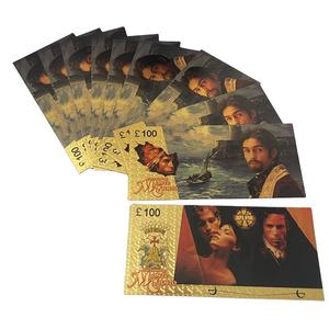 Billete de Plástico PET de Película Ecológica, Billete de 100 Libras Esterlinas Chapado en Oro, Tarjeta del Conde de Montecristo - Product Image 1