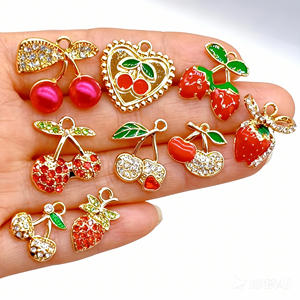 新款樱桃草莓立体合金油DIY水果饰品配件适用于钥匙包手链吊坠材料 - Product Image 1