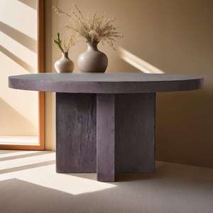Mesa de Comedor para Jardín, Mesa de Comedor para Patio Exterior, Mesa de Comedor Redonda de Hormigón - Product Image 1