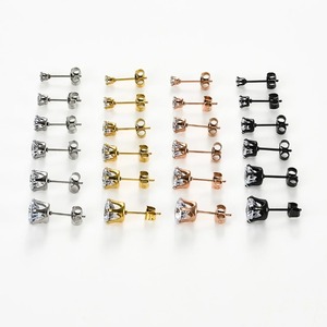 1 Par de Aretes de Acero Inoxidable con Circonita, 3/4/5/6/7/8MM, Aretes Redondos con Diamantes Simulados para Mujeres y Hombres, Joyería para Fiestas - Product Image 5