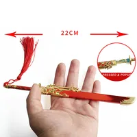 Chaveiro imperial tang dynasty mini 22 cm, corda de incêndio, modelo de liga de zinco, brinquedo, metal, espada, artesanato folk