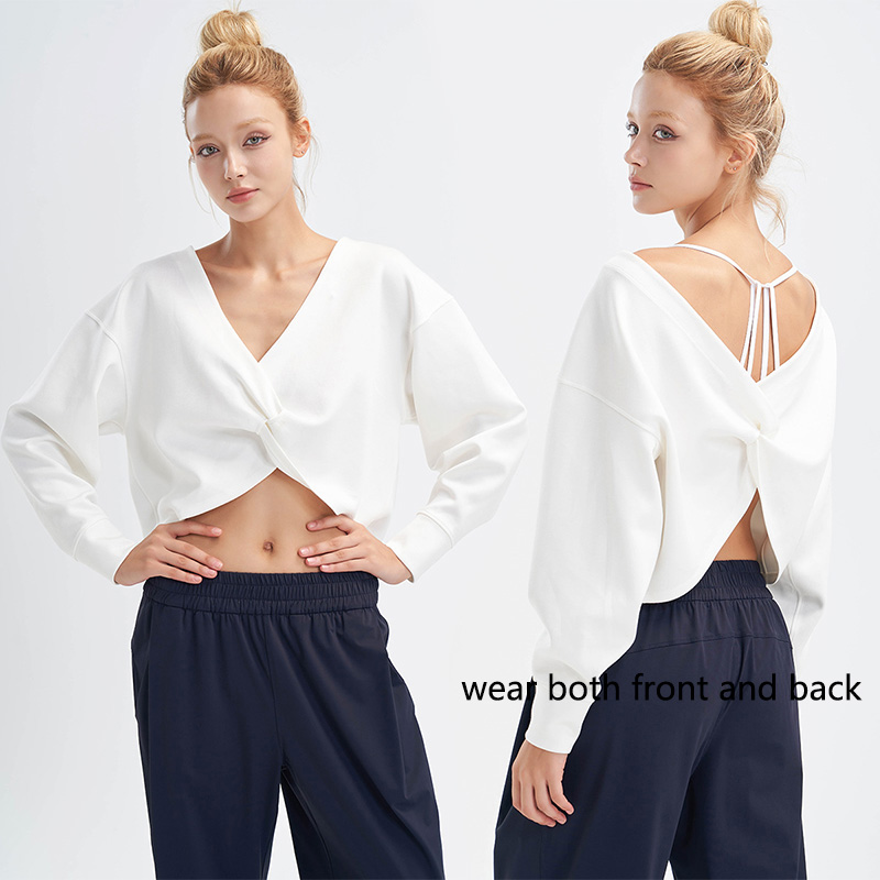 Roregal New Sun-proof Clothing Sports Tops Women Two Wear Long-sleeved Sports V-neck Yoga Top