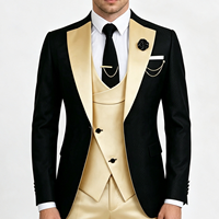 Setelan Jas Formal Pria 3 Potong Grosir, Jaket Rompi Celana, Kerah Notch, Kancing Depan, Anti Kusut, Musim Semi Gugur, Bisnis, Pernikahan