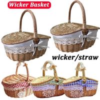 Grands paniers tissés à la main colorés, panier en bambou pur fait à la main, panier en jonc de mer, chariot à linge en toile roulante pour Halloween