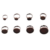 10 Stück/Packung Verstellbarer Ringrohling mit Fassung, optionale Größen, vergoldeter Messingring für Modedesign