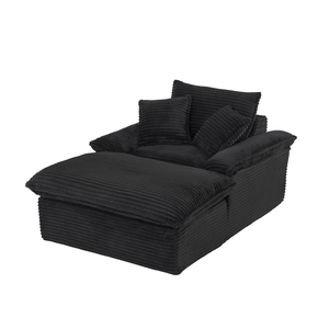 Vacuum Wrapped In Carton Cloud Sectional Couch, Spacious Wide Seat Striped <b>Fluffy</b> Fabric Settee, Self-Inflatable Compressed Furn - Product Image 5