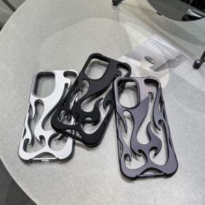 Sáng Tạo 3D Mạ Ngọn Lửa Hình Hollow Thoáng Khí Làm Mát Nhiệt Bức Xạ Bìa Shell Đối Với <span class=keywords><strong>iPhone</strong></span> 16 15 14 13 Điện Thoại Di Động Trường Hợp - Product Image 3