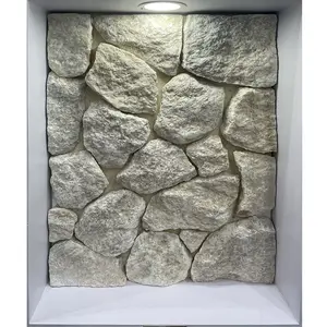Grey White Quartzite Split Face Tiles Outdoor Wall Cladding Panels