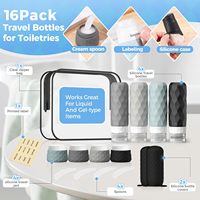 Kit de bouteilles de voyage en silicone rechargeables approuvées par la TSA, anti-fuite, 60 ml/90 ml, avec étui portable, ensemble de voyage écologique