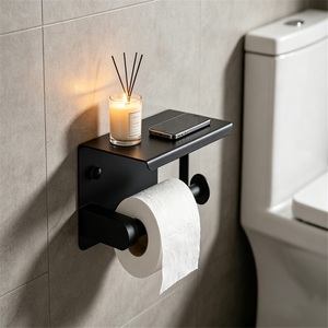 Support mural moderne en alliage de zinc pour rouleau de papier toilette, auto-adhésif, sans perforation, multi-styles, pour la maison - Product Image 4