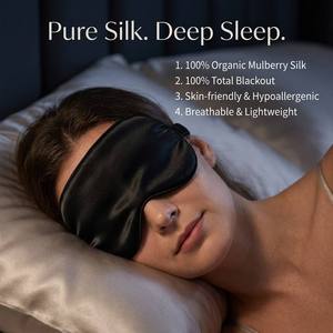 <span class=keywords><strong>Masque</strong></span> de sommeil en soie de mûrier biologique avec logo personnalisé, sans pression, rembourré, cache-<span class=keywords><strong>yeux</strong></span> doux, protection oculaire de voyage, vente en gros - Product Image 1