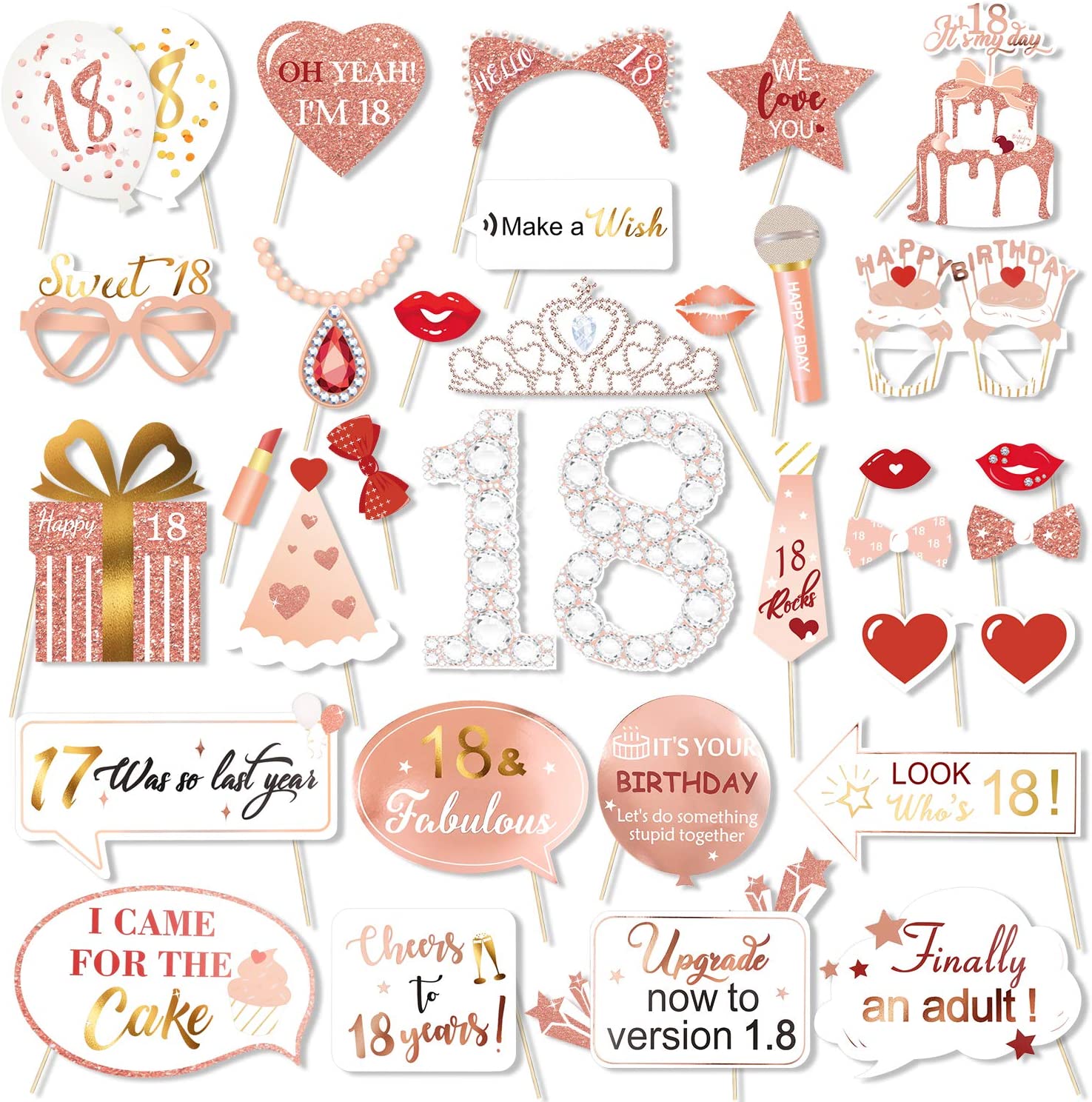 Оптовая продажа, 18 дней рождения, товары для вечеринки, милый 18-й реквизит для фото, украшение для дня рождения, топпер для торта, милый розовый фон, фото реквизит
