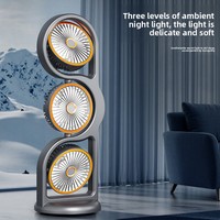 Nouveau ventilateur transfrontalier à trois têtes avec veilleuse, à moteur sans balais, réglage multi-angles, pour bureau et dortoir