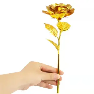 2023 regalo di san valentino dorato artificiale di alta qualità 24K Golden Rose Flower