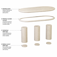 Table à manger ovale moderne aspect béton 2,3 m, plateau minimaliste en micro-ciment 60 mm d'épaisseur, mobilier E2 MDF, luxe appartement hôtel