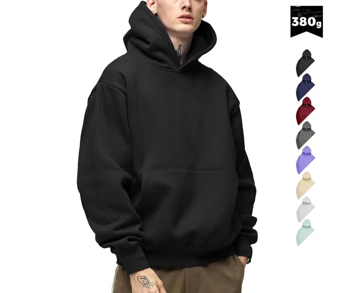 custom street wear plain hoodie 100% cotton embroidery 500 gsm heavy weight mens fleece oversized blank puffer print hoodies
