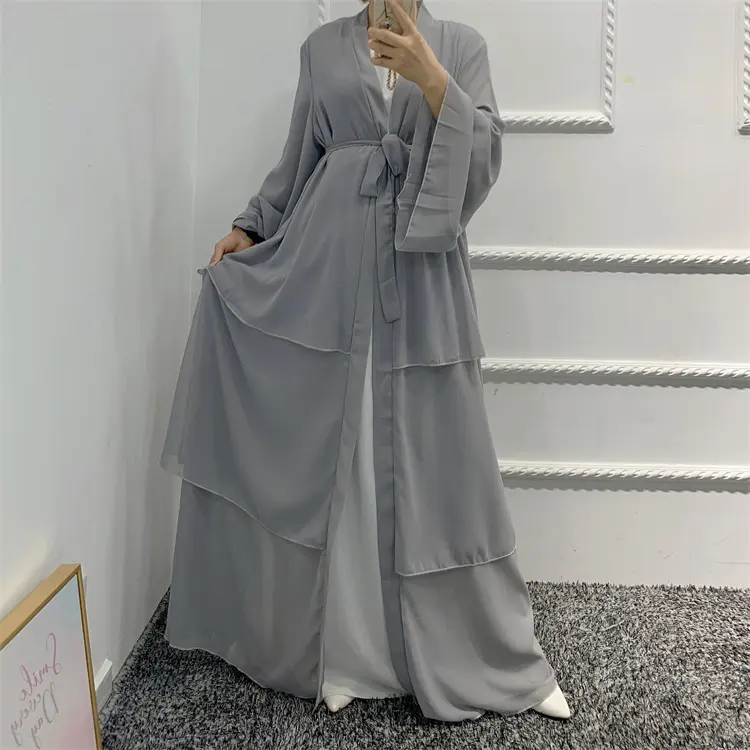 Abaya Hồi Giáo Bán Chạy Quần Áo Màu Trơn Cho Nữ Trang Phục Dân Tộc Trang Trí Tinh Tế Abaya Đầm Người Lớn Áo Choàng Katfan Dubai