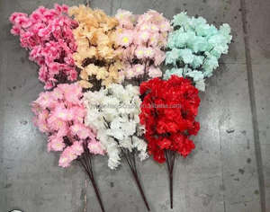 Fleurs de Cerisier Artificielles en Soie à 5 Branches, <span class=keywords><strong>Bouquet</strong></span> de Fleurs de Cerisier Blanches à Tige Courte pour Décoration de Mariage et d'Événements - Product Image 2