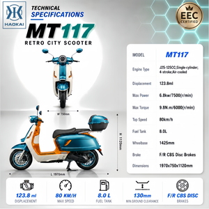 Scooter à essence rétro 125CC, cyclomoteur à essence, 80 km/h, 6,8 kW, élégant, <span class=keywords><strong>pour</strong></span> les trajets en ville, <span class=keywords><strong>moto</strong></span> de tourisme de luxe <span class=keywords><strong>pour</strong></span> adultes - Product Image 2