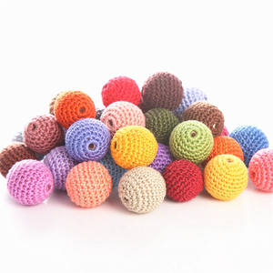 <span class=keywords><strong>Perles</strong></span> crochetées en coton pour collier de bébé, pierres en <span class=keywords><strong>bois</strong></span>, pour bijoux de grande taille, 30mm, vente en gros - Product Image 1