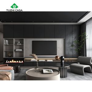 Cheminée électrique à profil <span class=keywords><strong>bas</strong></span>, murale, noire, support de télévision, <span class=keywords><strong>meuble</strong></span> moderne - Product Image 3