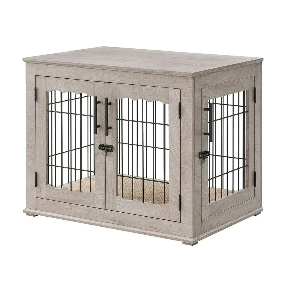 Caixa de madeira para cachorro com porta de bolso, mesa de madeira para uso interno, para uso sustentável de animais pequenos