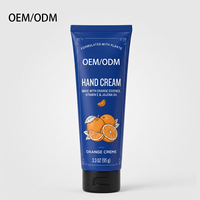 Crème pour les mains à l'orange, marque privée OEM, huile de jojoba, vitamine E, nourrissante, hydratante, parfum d'agrumes, légère, soin des mains rugueuses, douce, 95g